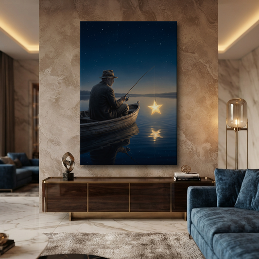 Fishing For A Star – Soft Surreal Conceptual Canvas Art