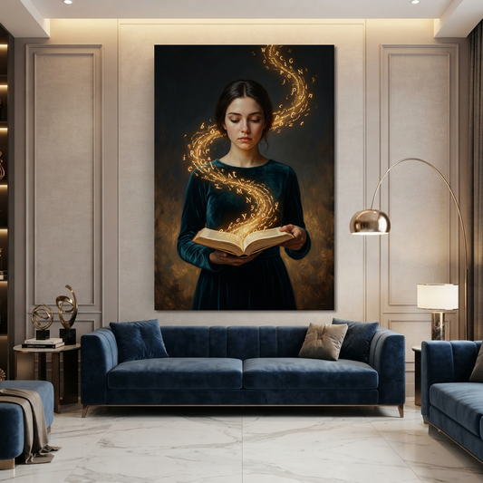 Words Take Golden Flight – Soft Surreal Conceptual Canvas Art