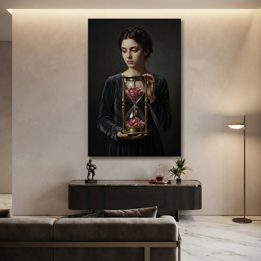 The Hourglass Of Roses – Soft Surreal Conceptual Canvas Art