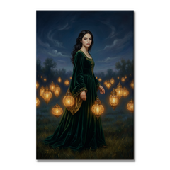 The Lantern Field Walk – Soft Surreal Conceptual Canvas Art
