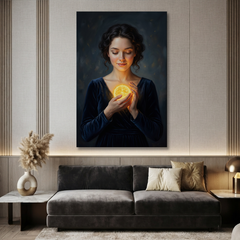Cradling The Little Sun – Soft Surreal Conceptual Canvas Art