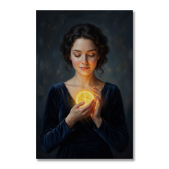 Cradling The Little Sun – Soft Surreal Conceptual Canvas Art