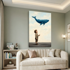 The Whale On A String – Soft Surreal Conceptual Canvas Art