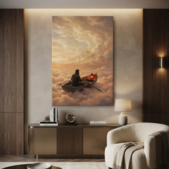 Rowing Through The Clouds – Soft Surreal Conceptual Canvas Art