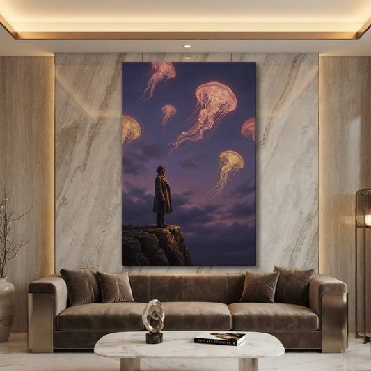 The Sky Jellyfish Dream – Soft Surreal Conceptual Canvas Art