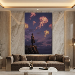 The Sky Jellyfish Dream – Soft Surreal Conceptual Canvas Art