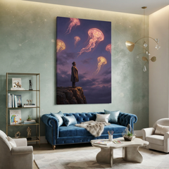 The Sky Jellyfish Dream – Soft Surreal Conceptual Canvas Art