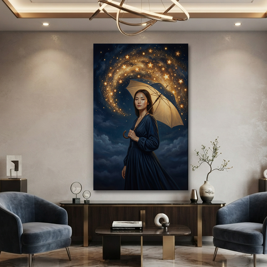An Umbrella Of Stars – Soft Surreal Conceptual Canvas Art