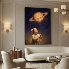 Saturn On A String – Soft Surreal Conceptual Canvas Art