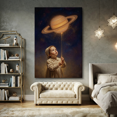 Saturn On A String – Soft Surreal Conceptual Canvas Art