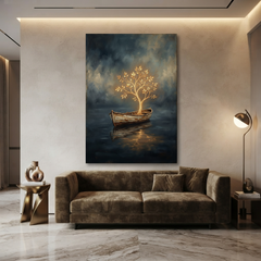 The Boat Of Golden Life – Soft Surreal Conceptual Canvas Art