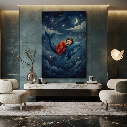 Dreaming Upon The Whale – Soft Surreal Conceptual Canvas Art