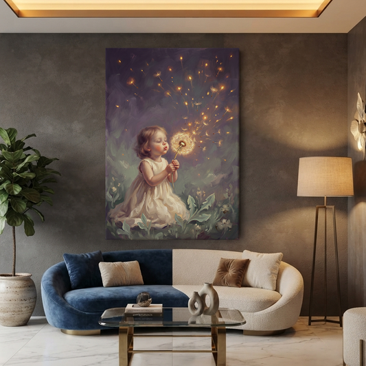 Wishes On Golden Wings – Soft Surreal Conceptual Canvas Art
