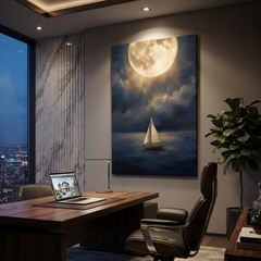 Sailing The Silver Moonlight – Soft Surreal Conceptual Canvas Art