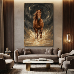 Galloping Through Golden Time – Soft Surreal Conceptual Canvas Art