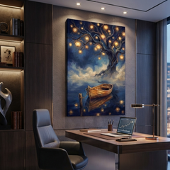 The Lantern Tree Harbor – Soft Surreal Conceptual Canvas Art
