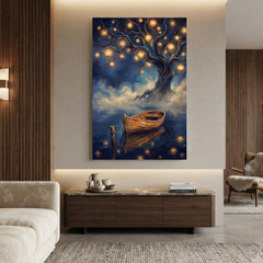 The Lantern Tree Harbor – Soft Surreal Conceptual Canvas Art