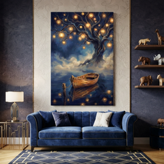 The Lantern Tree Harbor – Soft Surreal Conceptual Canvas Art