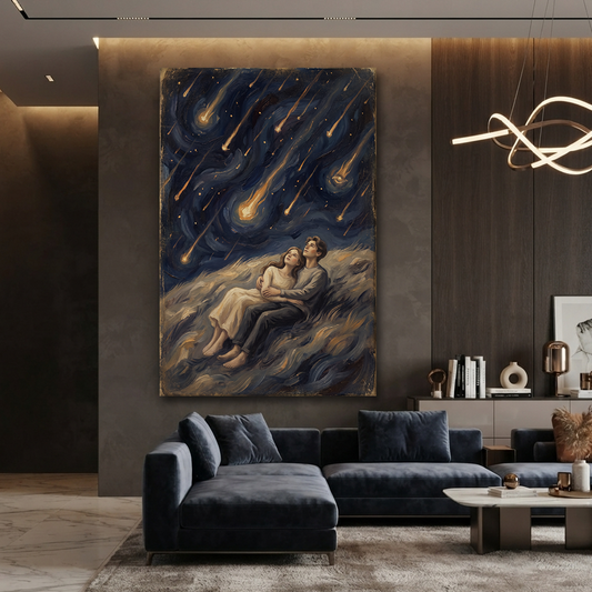 Under Falling Golden Stars – Soft Surreal Conceptual Canvas Art