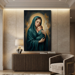 A Mother's Sacred Embrace – Soft Surreal Conceptual Canvas Art