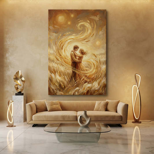 Dancing In Golden Wheat – Soft Surreal Conceptual Canvas Art