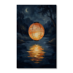 The Floating Lantern Moon – Soft Surreal Conceptual Canvas Art