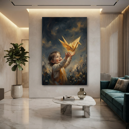 Releasing The Golden Crane – Soft Surreal Conceptual Canvas Art