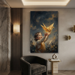 Releasing The Golden Crane – Soft Surreal Conceptual Canvas Art