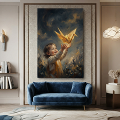 Releasing The Golden Crane – Soft Surreal Conceptual Canvas Art