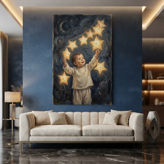 Catching A String Of Stars – Soft Surreal Conceptual Canvas Art