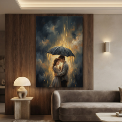Golden Rain Slow Dance – Soft Surreal Conceptual Canvas Art