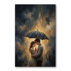 Golden Rain Slow Dance – Soft Surreal Conceptual Canvas Art