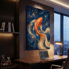 The Celestial Goldfish Dance – Soft Surreal Conceptual Canvas Art