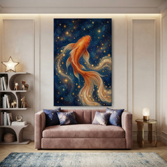 The Celestial Goldfish Dance – Soft Surreal Conceptual Canvas Art