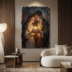 The Shared Lantern Glow – Soft Surreal Conceptual Canvas Art
