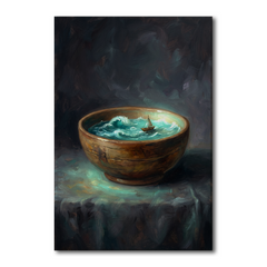 The Ocean In A Bowl – Soft Surreal Conceptual Canvas Art