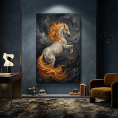 The Firemane Stallion Rises – Soft Surreal Conceptual Canvas Art