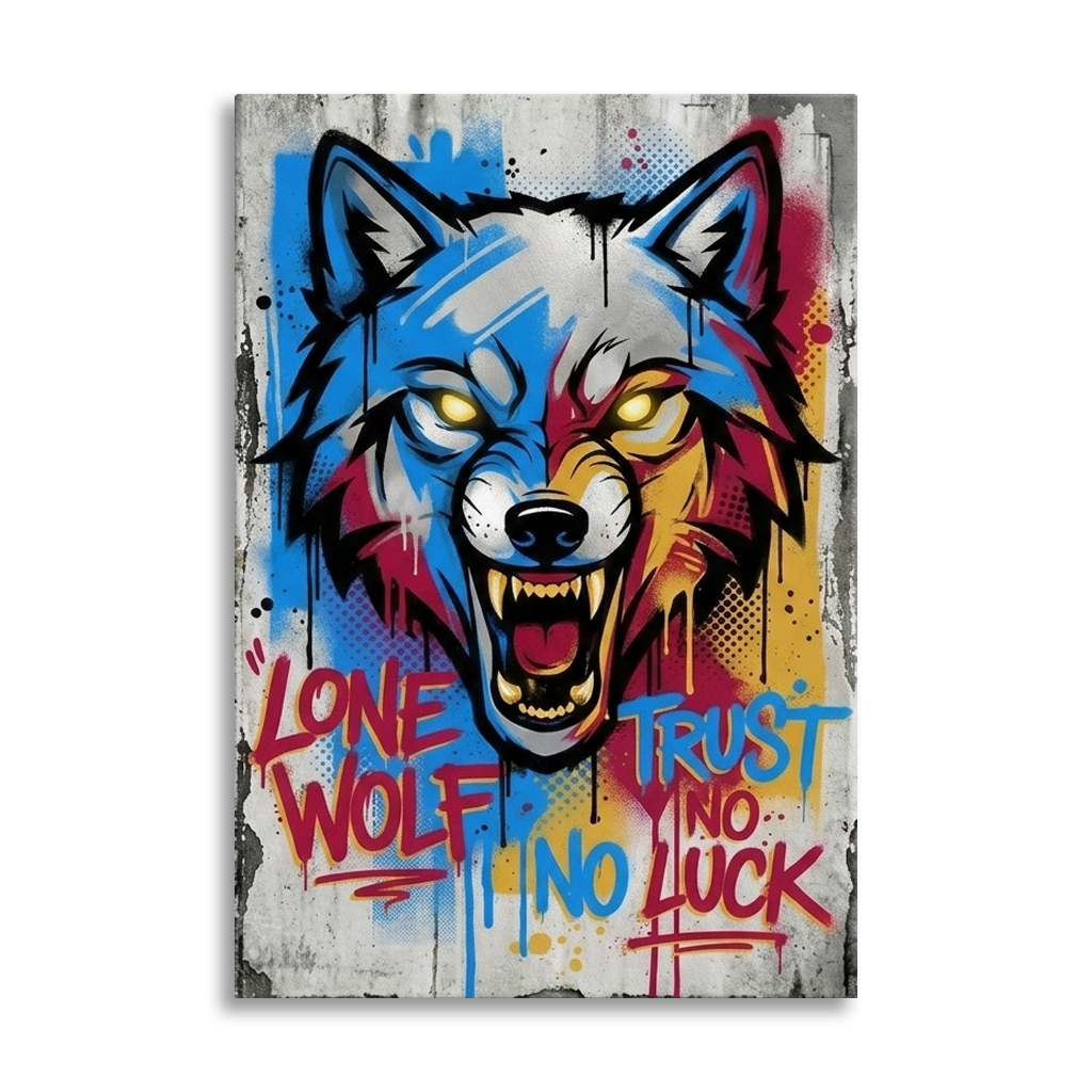 Teeth of the Lone Wolf – Graffiti Hustle Art Canvas Prints, zoom in to see the canvas