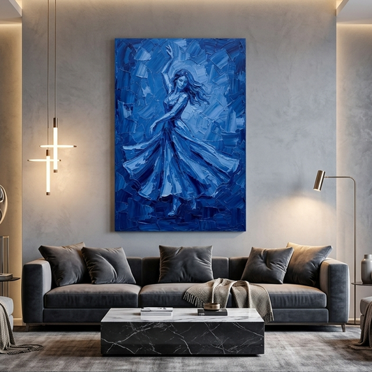 Sapphire Dancer In Motion – Women Figurative Canvas Prints