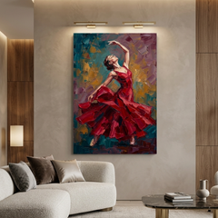 Crimson Ballerina In Flight – Women Figurative Canvas Prints