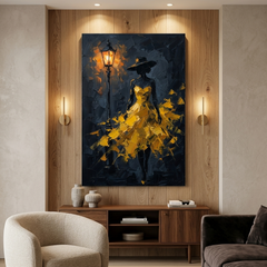 Golden Gown Midnight Lamp – Women Figurative Canvas Prints