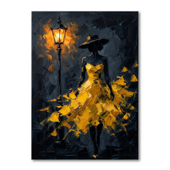Golden Gown Midnight Lamp – Women Figurative Canvas Prints