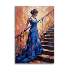 Blue Gown Grand Staircase – Women Figurative Canvas Prints