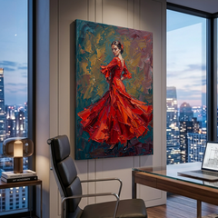 Scarlet Flamenco Dancing Grace – Women Figurative Canvas Prints