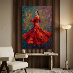 Scarlet Flamenco Dancing Grace – Women Figurative Canvas Prints