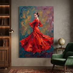 Scarlet Flamenco Dancing Grace – Women Figurative Canvas Prints