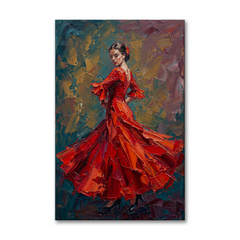 Scarlet Flamenco Dancing Grace – Women Figurative Canvas Prints