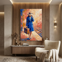 Blue Coat Traveller Journey – Women Figurative Canvas Prints