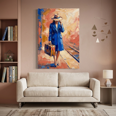 Blue Coat Traveller Journey – Women Figurative Canvas Prints