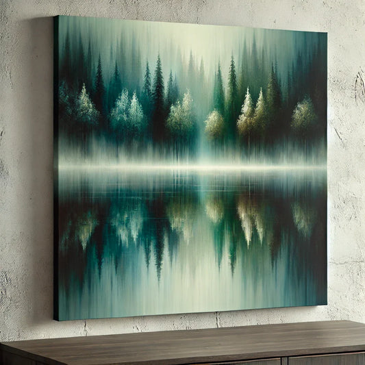Mystical Forest Reflections: The Tranquility of Abstract Canvas Wall Art Prints